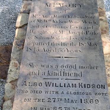 KIDSON William -1869 & Anna Maria PARKE -1843