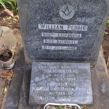 PEDDIE William -1942 :: ANDRAG Joan 1917-1999