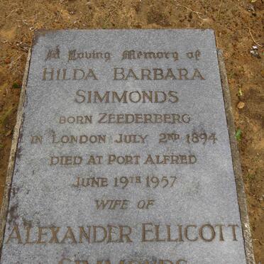 SIMMONDS Hilda Barbara nee ZEEDERBERG 1894-1957