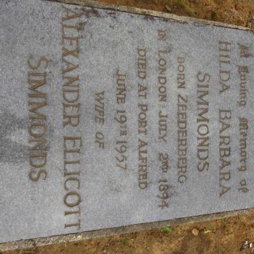 SIMMONDS Alexander Ellicott 1898-1967 &amp; Hilda Barbara ZEEDERBERG 1894-1957