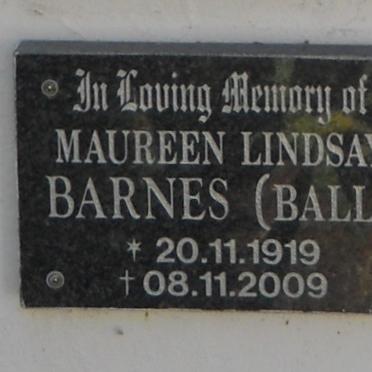 BARNES Maureen Lindsay nee BALL 1919-2009