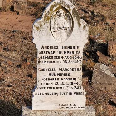 HUMPHRIES Andries Hendrik Gustaaf 1840-1910 &amp; Cornelia Margretha GOOSEN 1844-1883