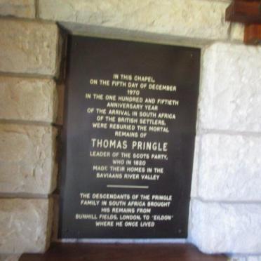 4. Memorial to Thomas PRINGLE - erected in 1970