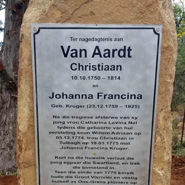 AARDT Christiaan, van 1750-1814 &amp; Johanna Francina KRUGER 1759-1825
