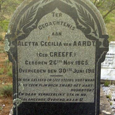 AARDT Aletta Cecilia, van nee GREEFF 1865-1911