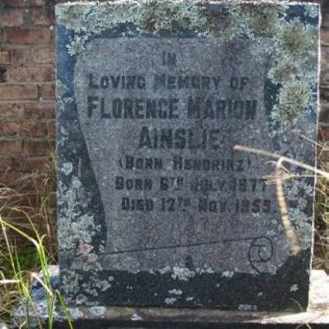 AINSLIE Florence Marion nee HENDRIKZ 1877-1959
