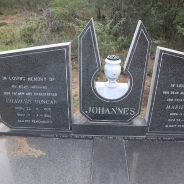 JOHANNES Charles Duncan 1930-1992 &amp; Marie Louisa 1940-2020