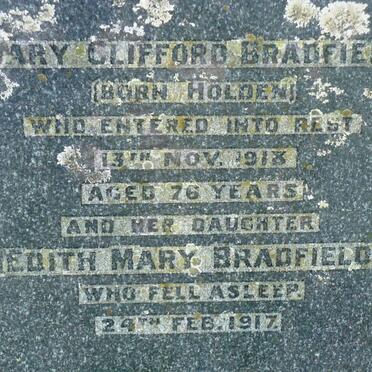 BRADFIELD Mary Clifford nee HOLDEN -1918 :: BRADFIELD Edith Mary -1917