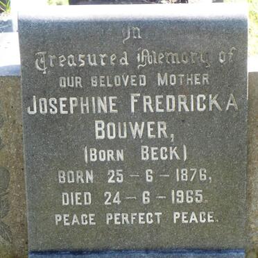 BOUWER Josephine Fredricka nee BECK 1876-1965