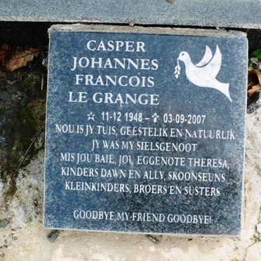 GRANGE Casper Johannes Francois, le 1948-2007