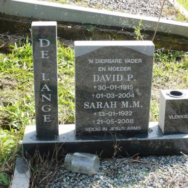 LANGE David P., de 1915-2004 &amp; Sarah M.M. 1922-2008