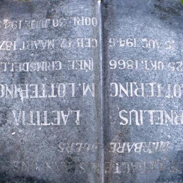 LOTTERING Cornelius G. 1866-1946 &amp; Laetitia M. GRIMSDELL 1873-1945
