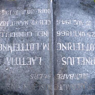 LOTTERING Cornelius G. 1866-1946 &amp; Laetitia M. GRIMSDELL 1873-1945