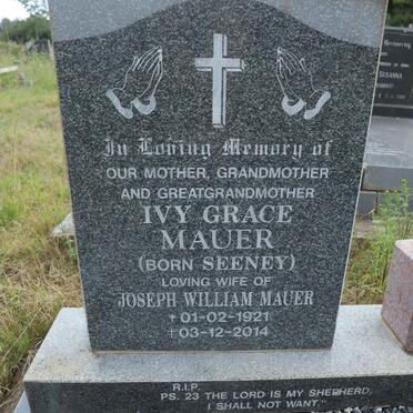 MAUER Joseph William 1914-1981 &amp; Ivy Grace SEENEY 1921-2014