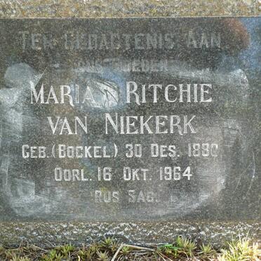 NIEKERK Maria Ritchie, van nee BOCKEL 1880-1964