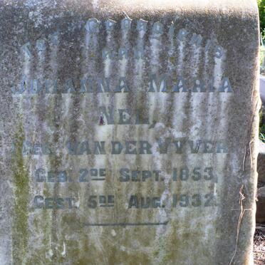 NEL Johanna Maria nee VAN DER VYVER 1853-1932