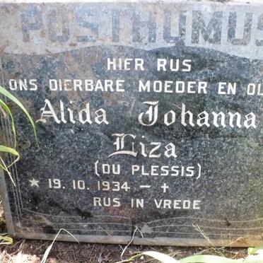 POSTHUMUS Alida Johanna Liza nee DU PLESSIS 1934-
