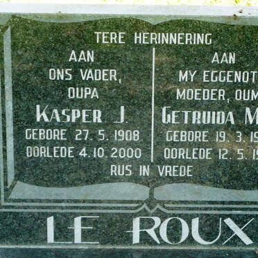 ROUX Kasper I., le 1908-2000 &amp; Gertruida M.E. 1907-1998