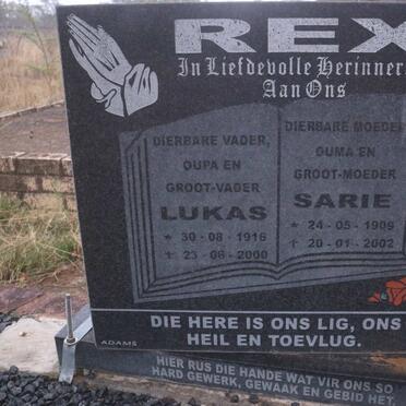 REX Lukas 1916-2000 &amp; Sarie 1909-2002