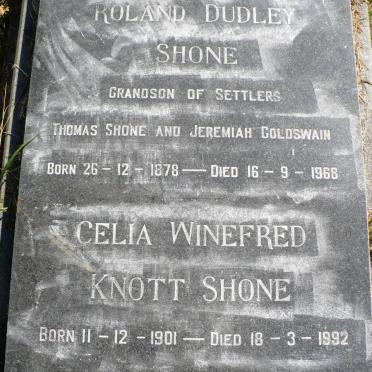 SHONE Roland Dudley 1878-1968 &amp; Celia Winefred Knott 1901-1992