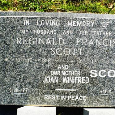 SCOTT Reginald Francis 1916-1989 &amp; Joan Winifred 1919-2002