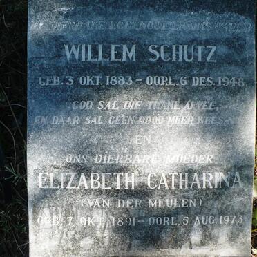 SCHUTZ Willem 1883-1948 &amp; Elizabeth Catharina VAN DER MEULEN 1891-1973