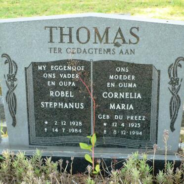 THOMAS Robel Stephanus 1928-1984 &amp; Cornelia Maria DU PREEZ 1925-1994