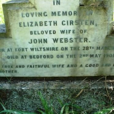 WEBSTER Elizabeth Cirsten 1832-1901