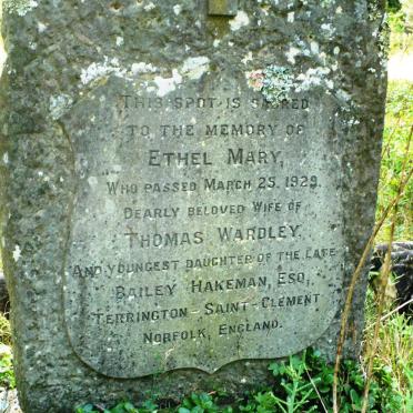 WARDLEY Ethel Mary nee HAKEMAN -1929