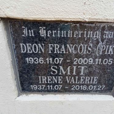 SMIT Deon Francois 1936-2009 &amp; Irene Valerie 1937-2018