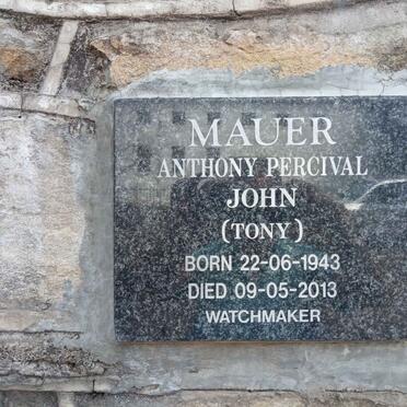 MAUER Anthony Percival John 1943-2013