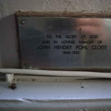 CLOETE John Hendry Pohl 1860-1932