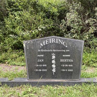 MEIRING Jan 1919-2002 &amp; Bertha 1918-2005