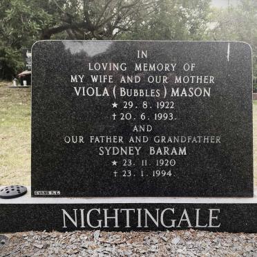 NIGHTINGALE Sydney Baram 1920-1994 &amp; Viola Mason 1922-1993