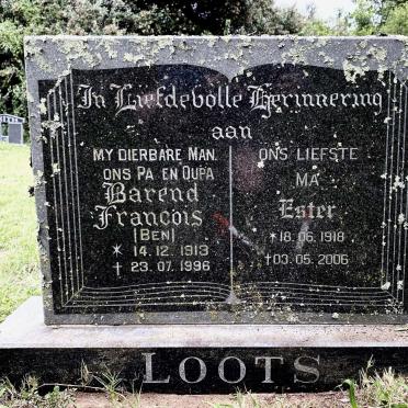 LOOTS Barend Francois 1913-1996 &amp; Ester 1918-2006