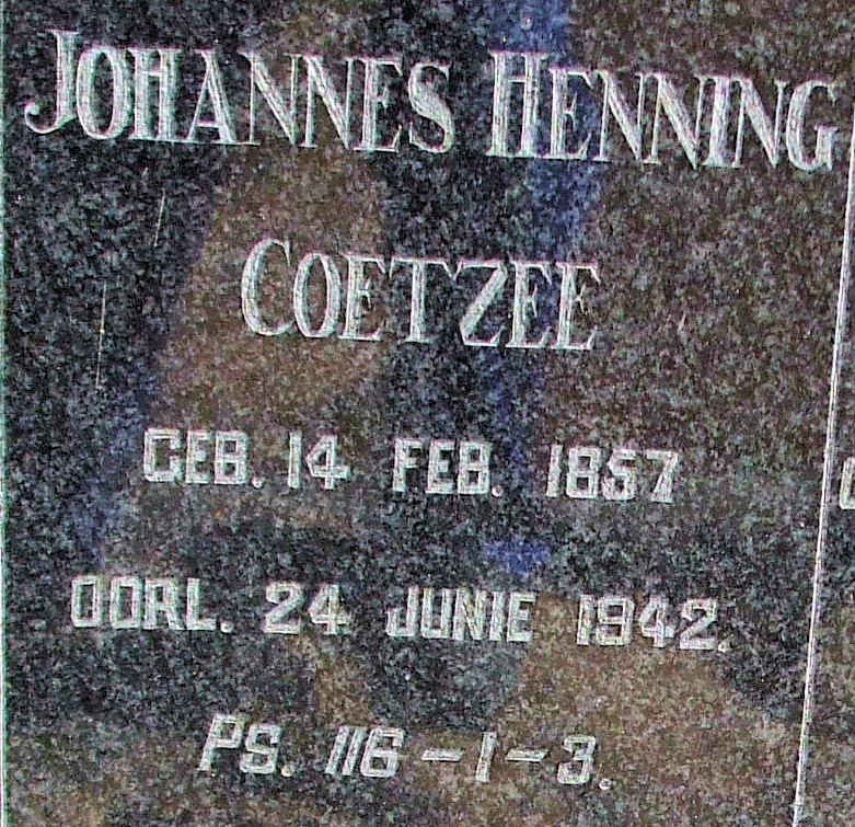 COETZEE Johannes Henning 1857-1942