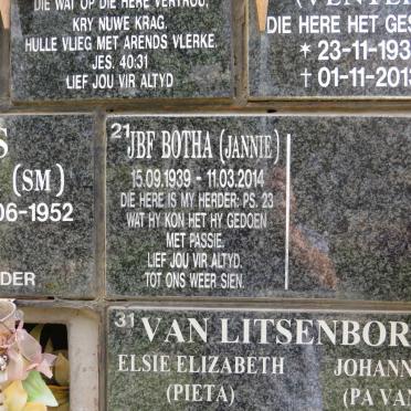 BOTHA J.B.F. 1939-2014
