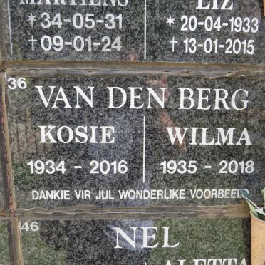 BERG Kosie, van den 1934-2016 &amp; Wilma 1935-2018