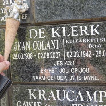 KLERK Jean Colani 1938-2007 &amp; Elizabeth Susara 1942-2022