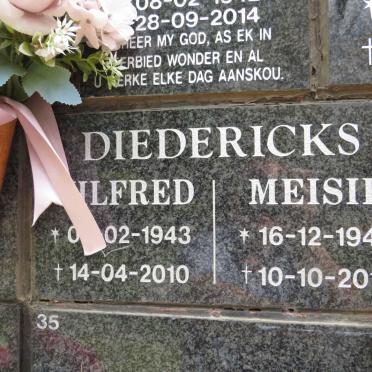 DIEDERICKS Wilfred 1943-2010 &amp; Meisie 1943-2016