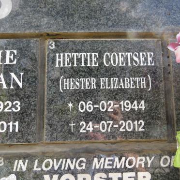 COETSEE Hester Elizabeth 1944-2012