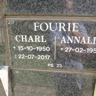 FOURIE Charl 1950-2017 &amp; Annalie 1952-