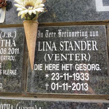 STANDER Lina nee VENTER 1933-2013