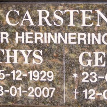 CARSTENS Thys 1929-2007 &amp; Gerty 1931-2011