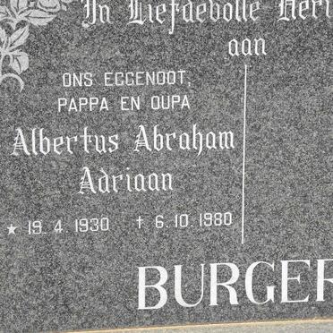 BURGER Albertus Abraham Adriaan 1930-1980
