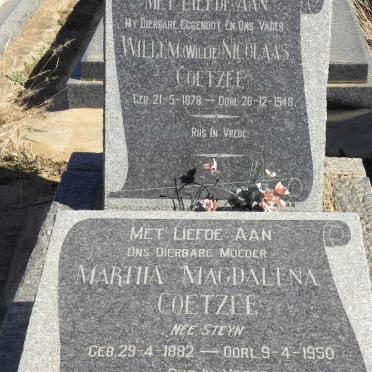 COETZEE Willem Nicolaas 1878-1949 &amp; Martha Magdalena STEYN 1882-1950