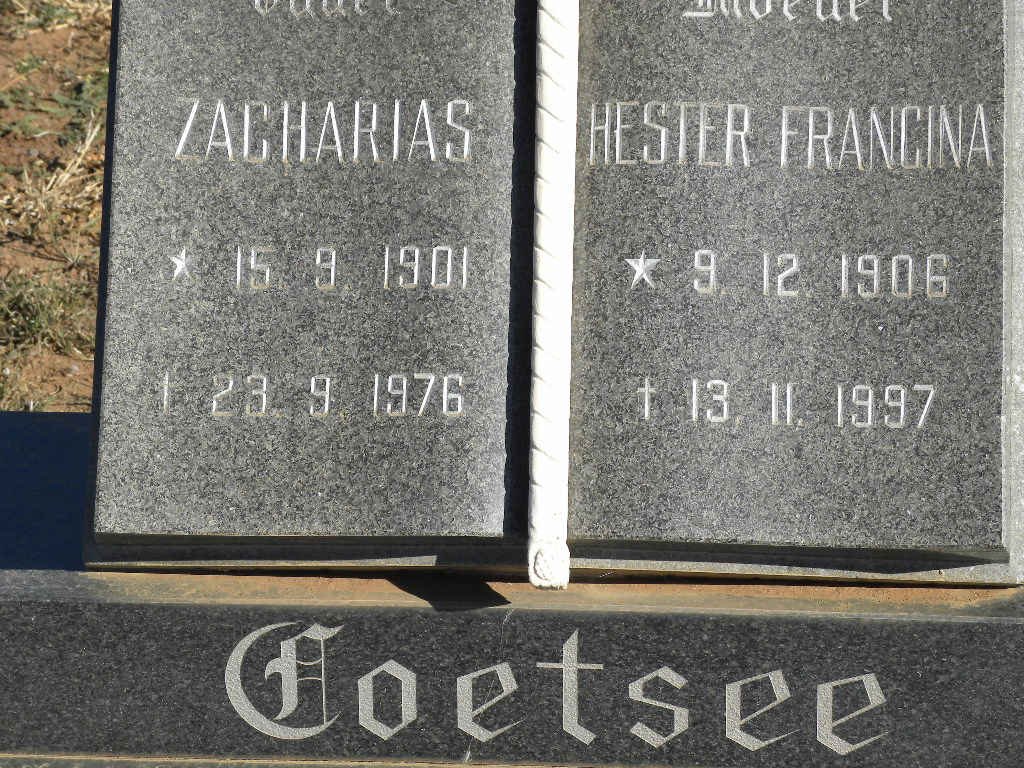 COETSEE Zacharias 1901-1976 &amp; Hester Francina 1906-1997