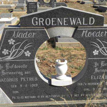 GROENEWALD Jacobus Petrus 1919- &amp; Elizabeth VAN HEERDEN 1921-1990