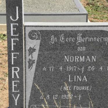 JEFFREY Norman 1917-1991 &amp; Lina FOURIE 1922-