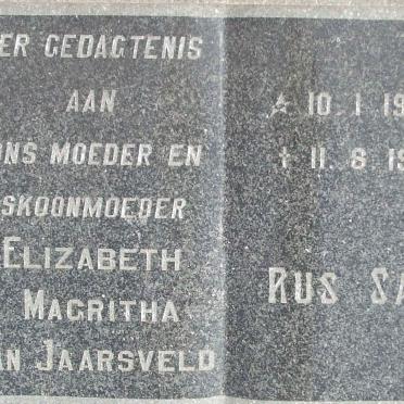 JAARSVELD Elizabeth Magritha, van 1907-1974